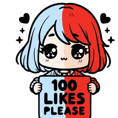 cute girl holding a sign saying 100 likes please