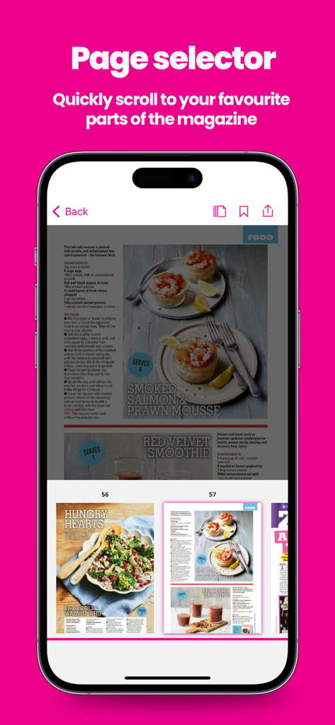 New! Magazine - A screenshot of the New Magazine app showing the page selector feature for navigating between digital magazine pages.
