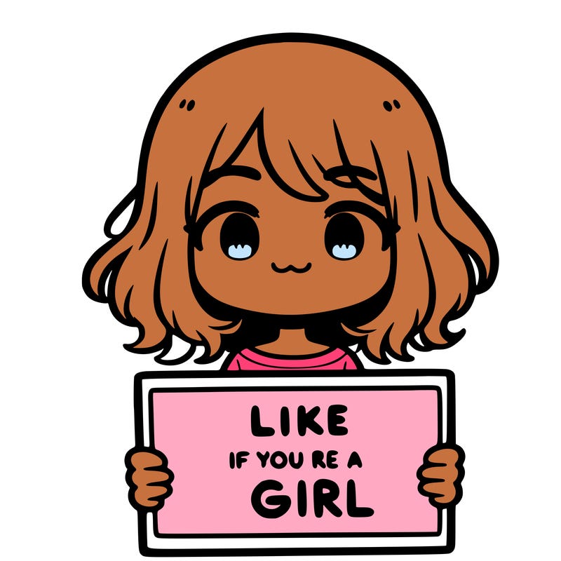 a cute girl holding a sign that says like if you’re a girl