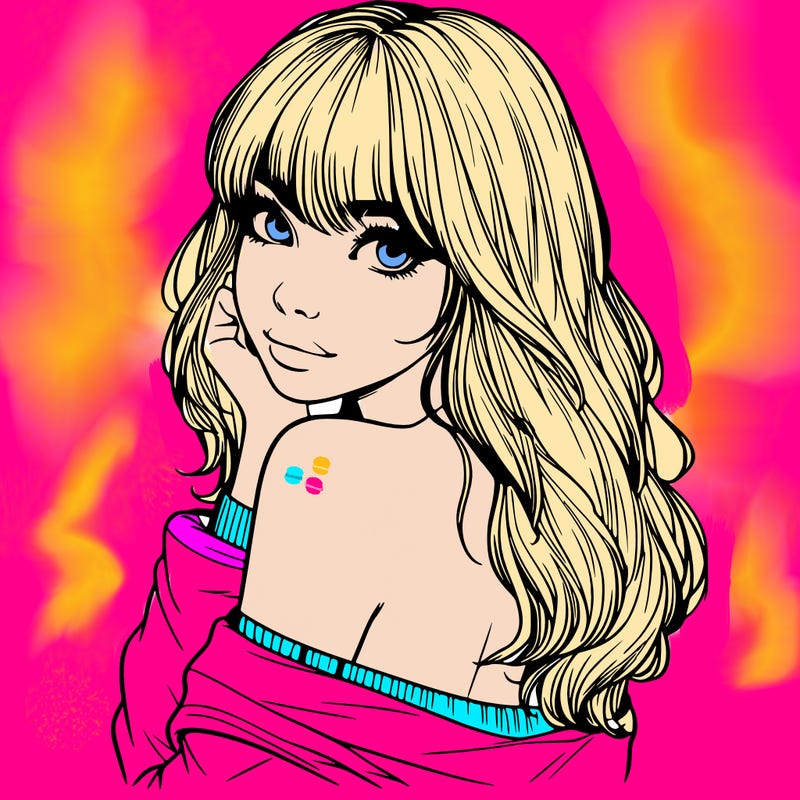 realistic girl with bangs looking over her shoulder