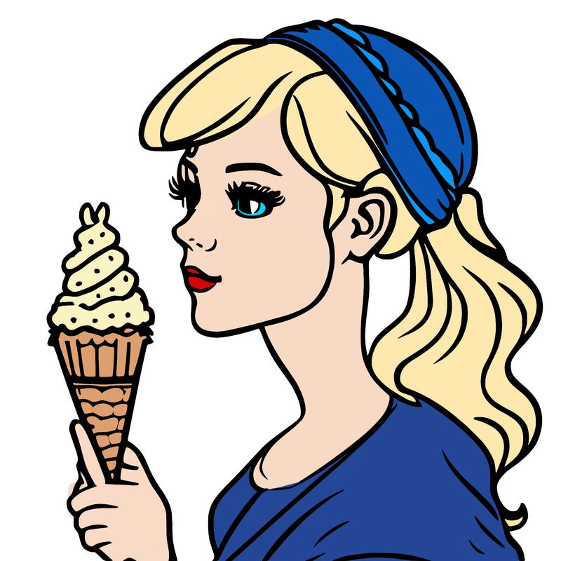 simple girl with ice cream cone