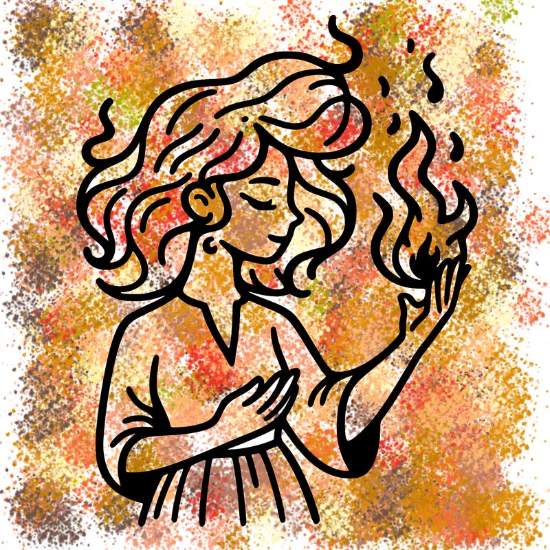 woman with fire