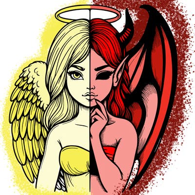 realistic angel half demon