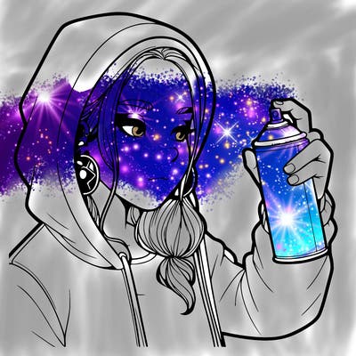 a realistic girl, spray painting