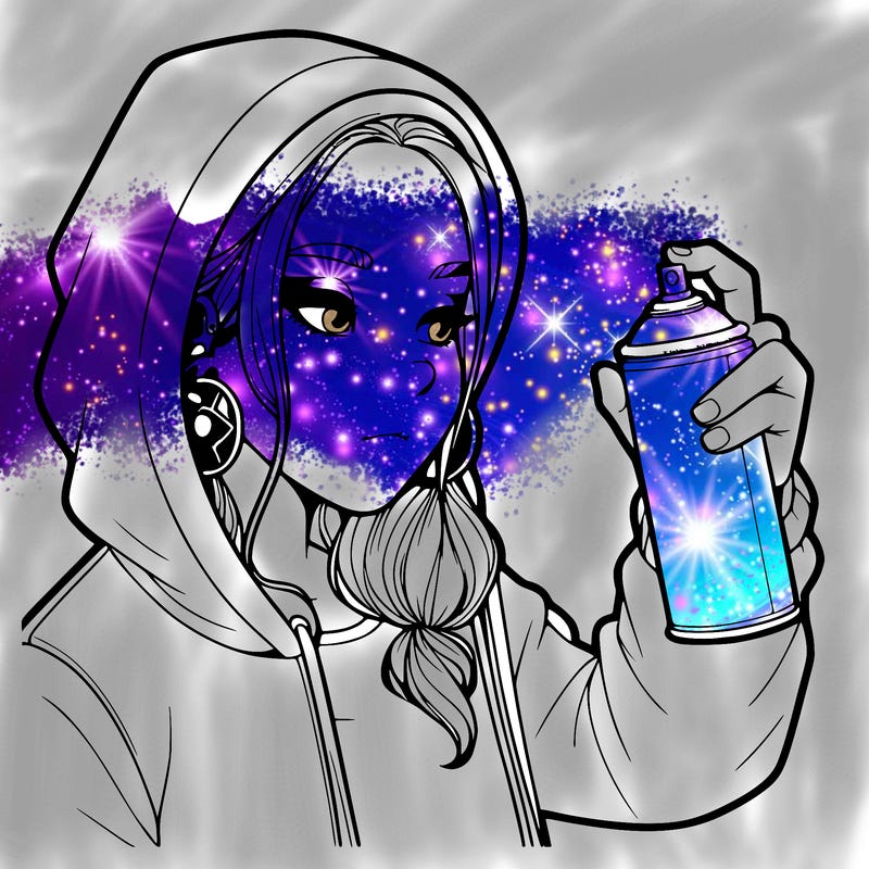 a realistic girl, spray painting