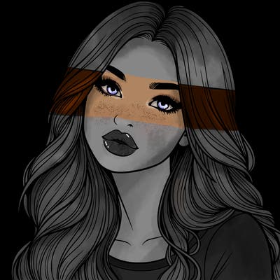 realistic girl with hair on her hair and lips