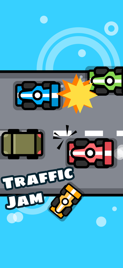 1 2 3 4 Player Games - Battle - Vista superior de autos coloridos chocando en el minijuego Traffic Jam