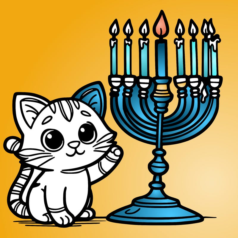 cat and menorah