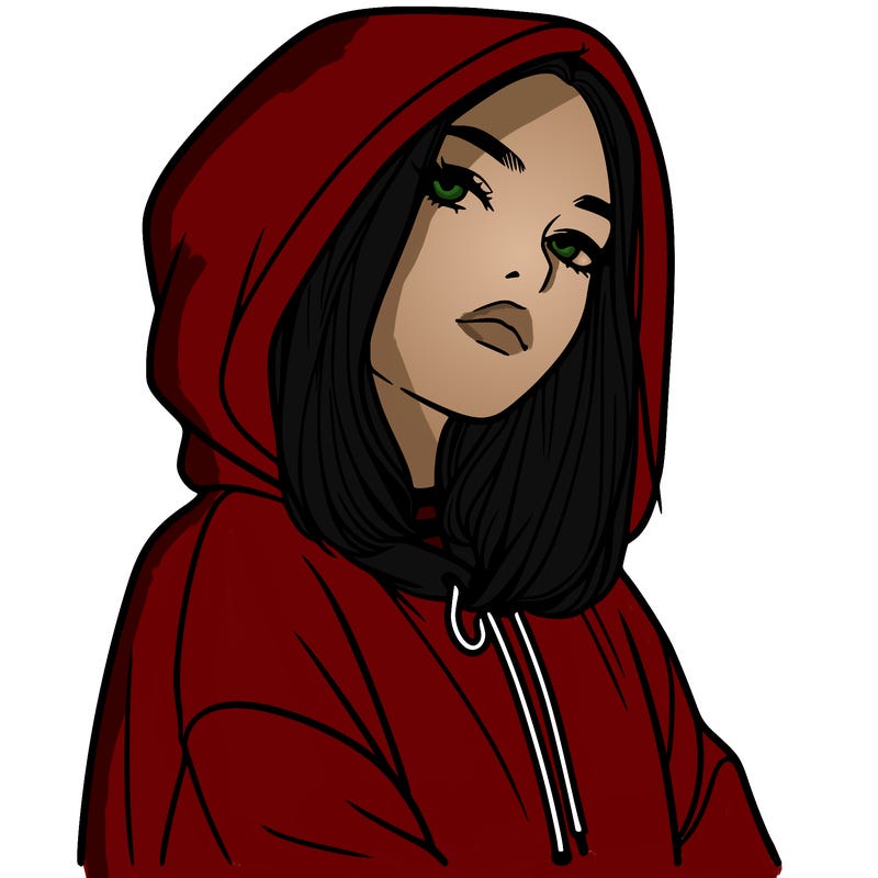 a realistic girl in a hoodie