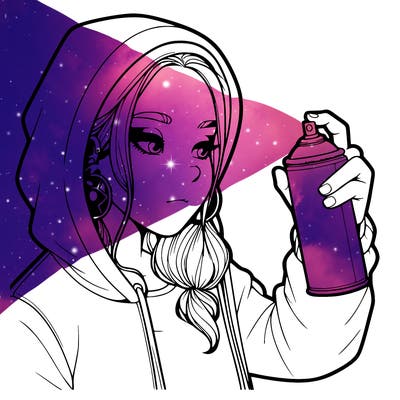 a realistic girl, spray painting