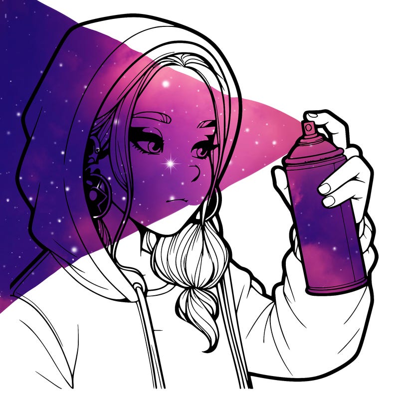 a realistic girl, spray painting