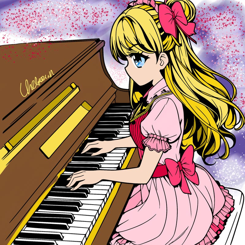 manga girl piano
