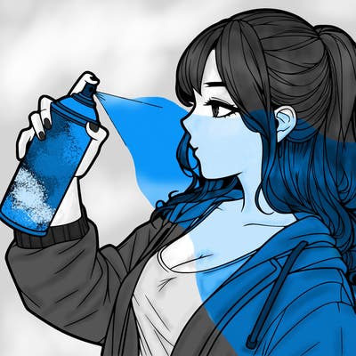 a realistic girl spray, painting