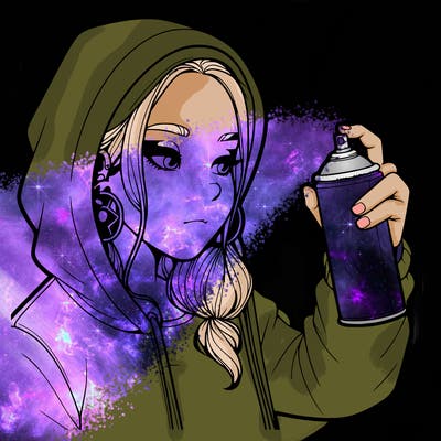 a realistic girl, spray painting