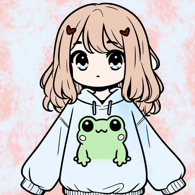 girl wearing frogging sweatshirt