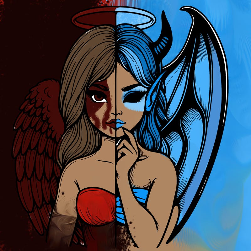 realistic angel half demon