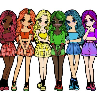 a group of girls realistic