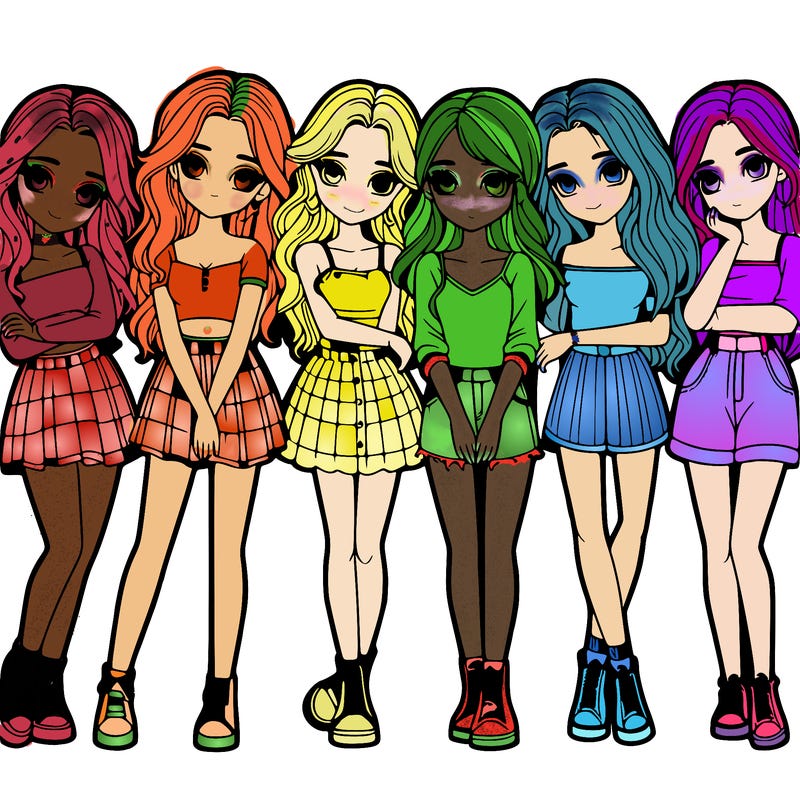 a group of girls realistic