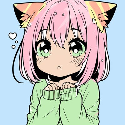 shy anime catgirl