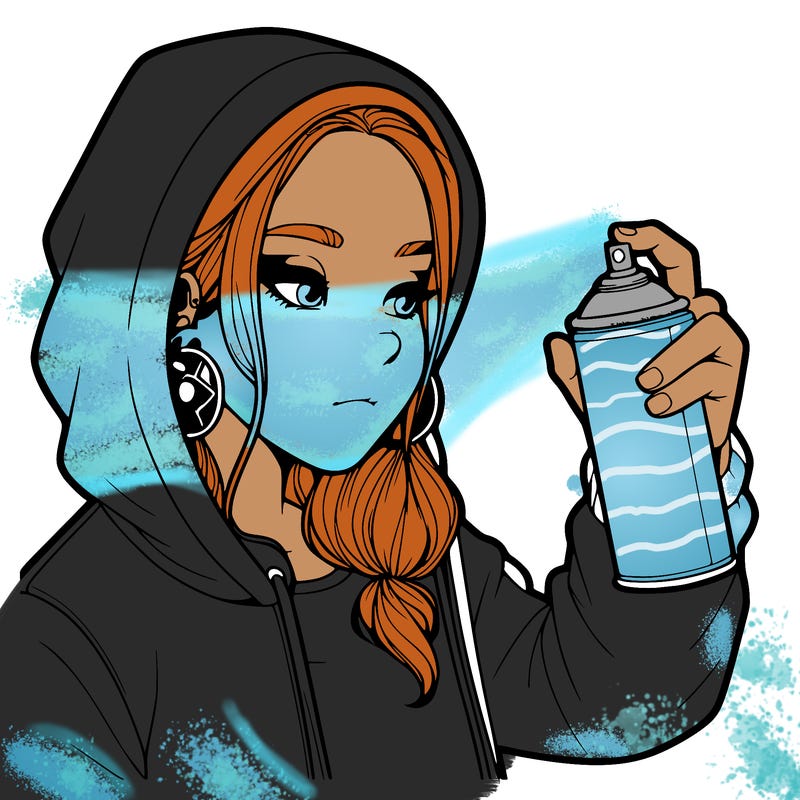 a realistic girl, spray painting