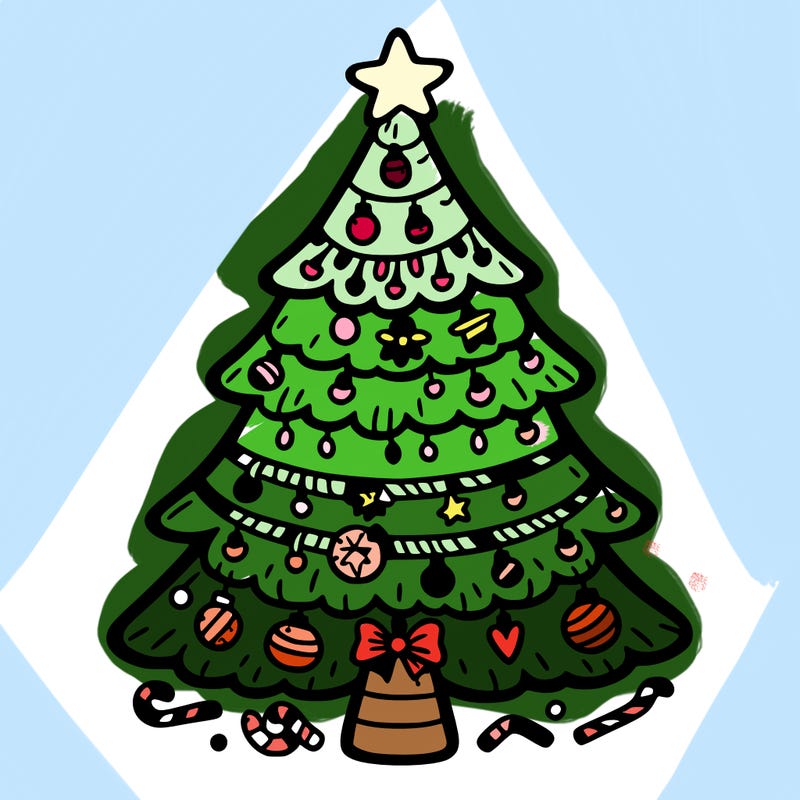 christmas tree with lots of details