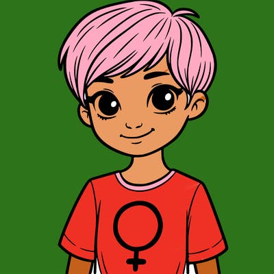 girl with pixie cut and feminist shirt