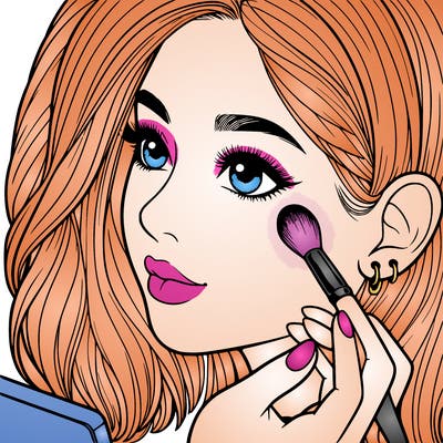 a realistic girl doing her makeup