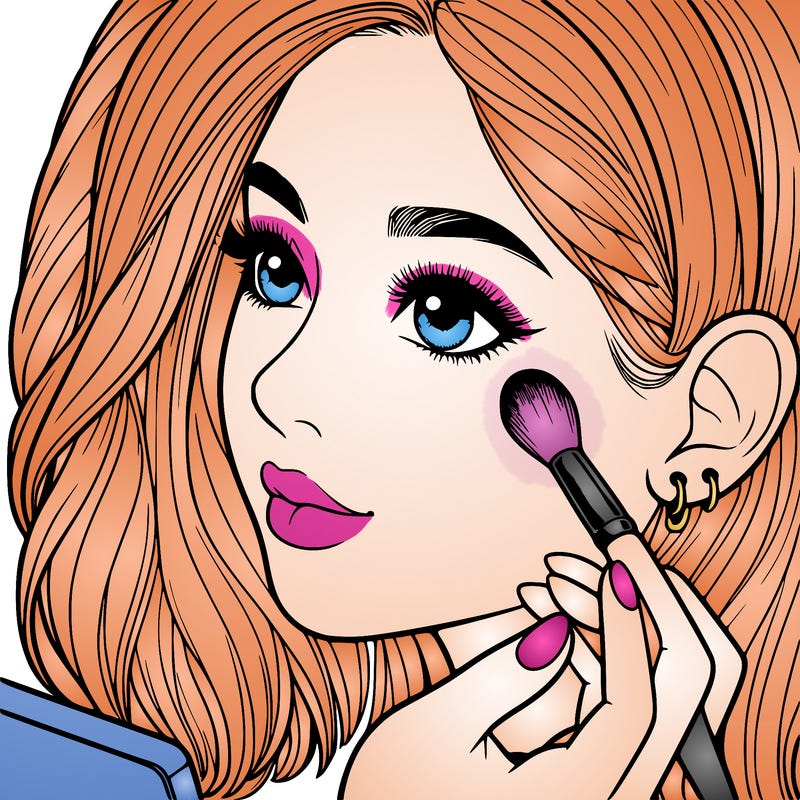 a realistic girl doing her makeup