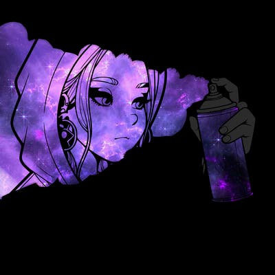 a realistic girl, spray painting