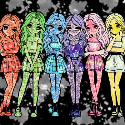 a group of girls realistic