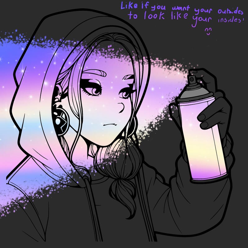 a realistic girl, spray painting