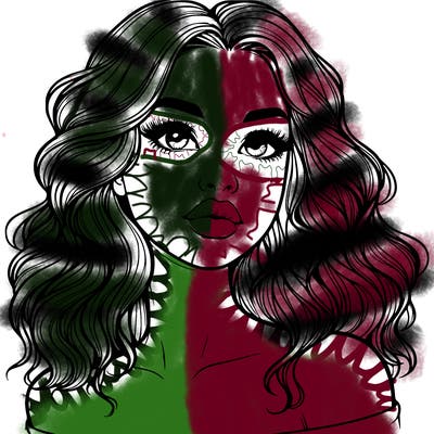 realistic girl with wavy hair and lips