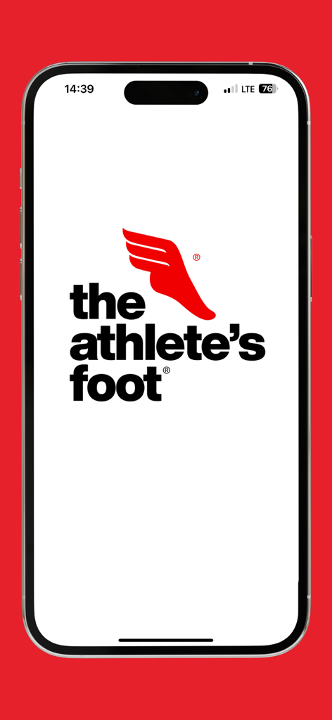 The Athlete's Foot mobile app splash screen featuring the brand logo
