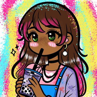 teenage girl drinking boba