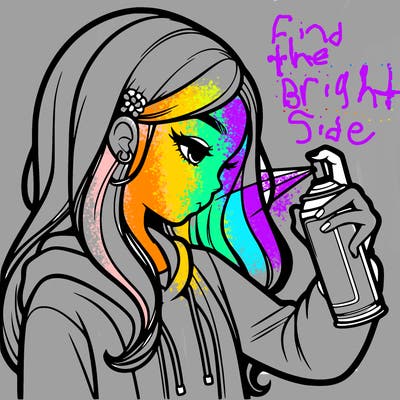 a realistic girl spray painting