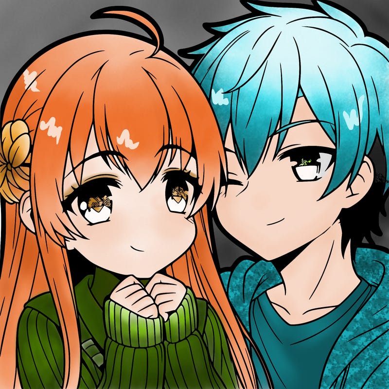 anime girl and boy in love