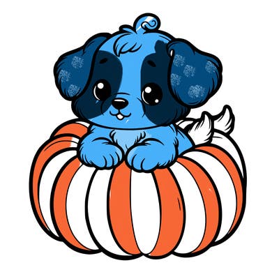 cute little puppy in a pumpkin