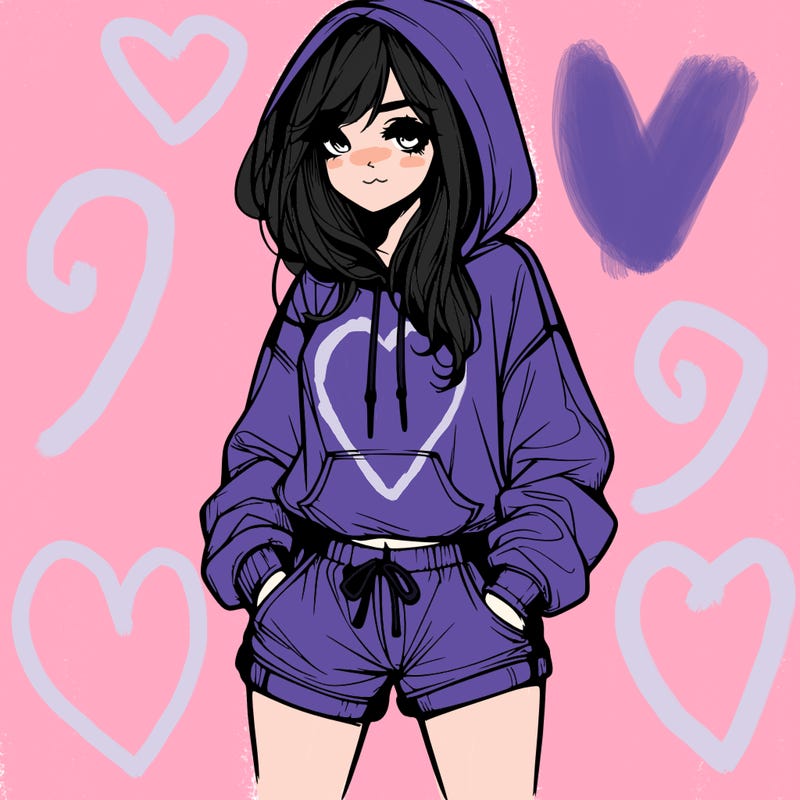 realistic girl in shorts and hoodie