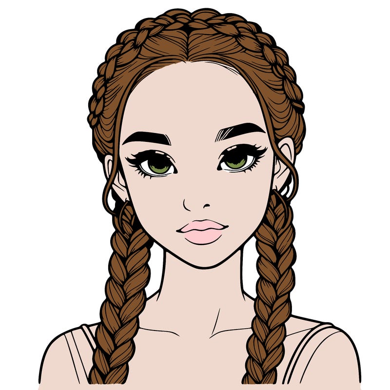 realistic girl with braids