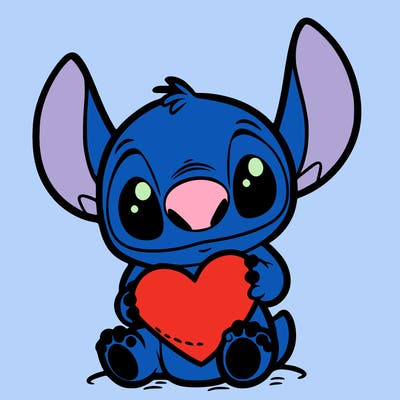 stich holding a heart