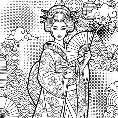 Step into a world where tradition meets modern art with our stunning Geisha & Maiko Pop Art coloring page. This unique design blends the elegance of Japanese culture with bold, dynamic comic book aesthetics, offering a truly engaging artistic experience.