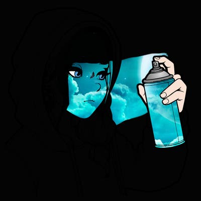 a realistic girl, spray painting