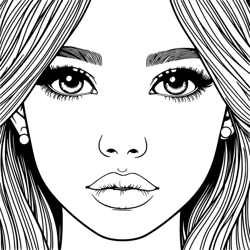 realistic girl with nose and lips