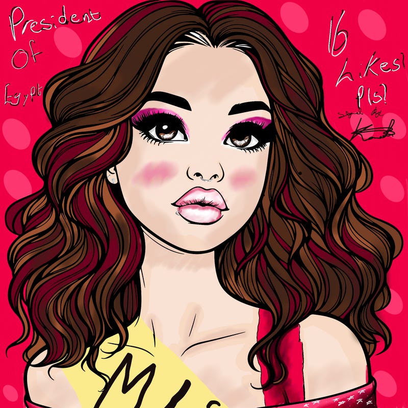 realistic girl with wavy hair and lips