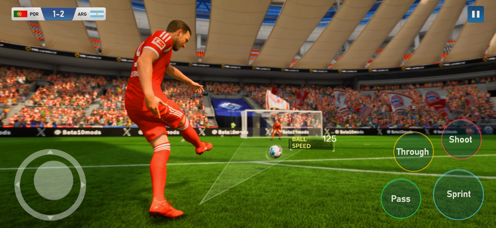 Football 2025 - Soccer Games - Football 2025 mobile soccer game showing a player shooting at the goal