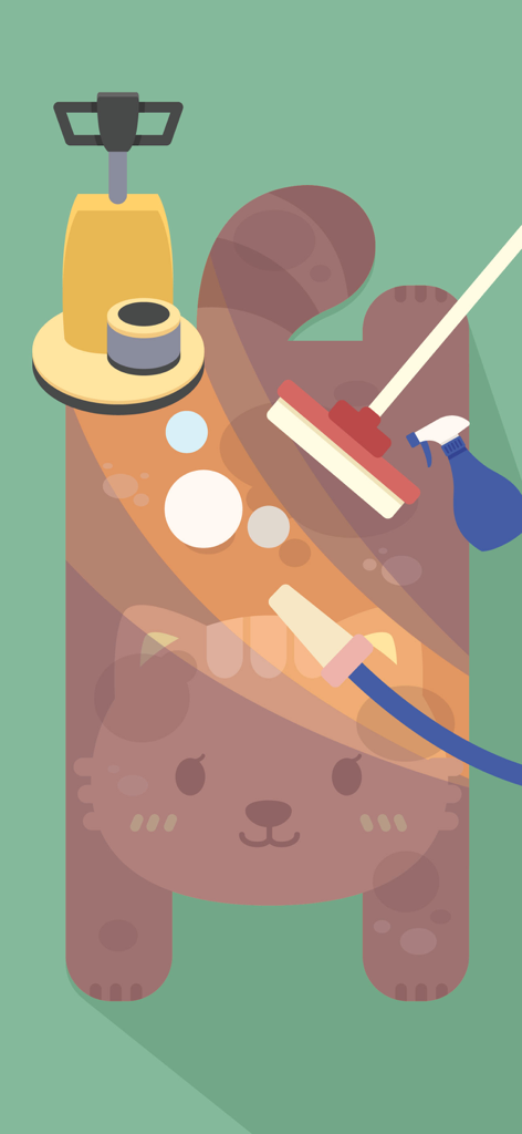 Tidying Master Satisfying ASMR - Un lindo gato de dibujos animados siendo limpiado con varias herramientas en Tidying Master Satisfying ASMR.