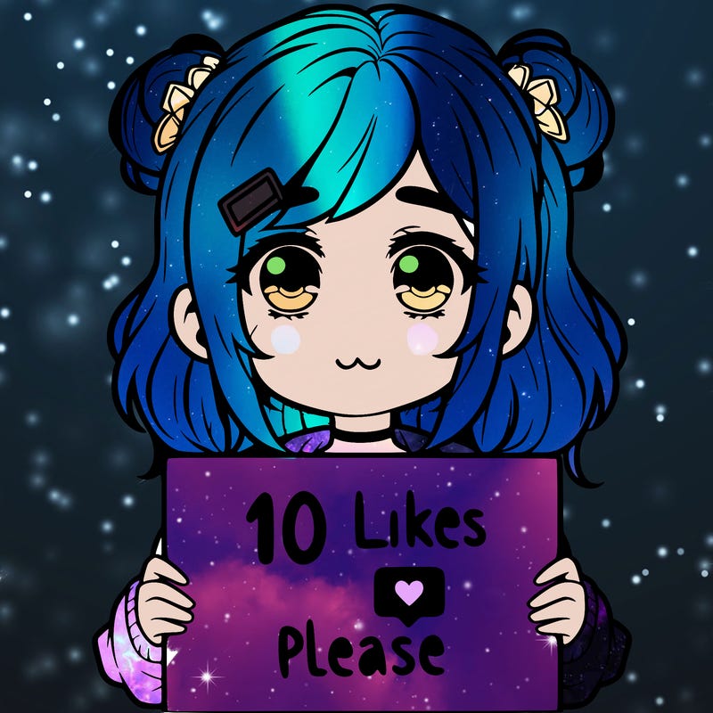 a girl with a sign saying 10 likes please