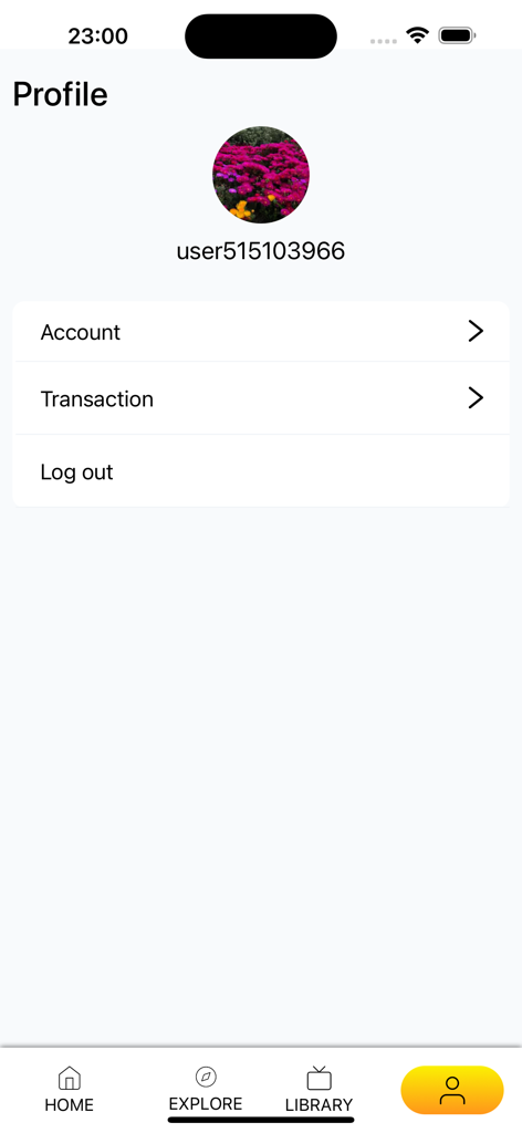 Toonred - Webtoon & Manga - User profile screen of Toonred webtoon and manga app with account and transaction options