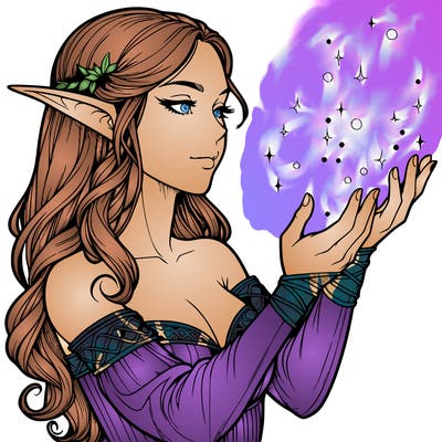 realistic elf girl doing magic