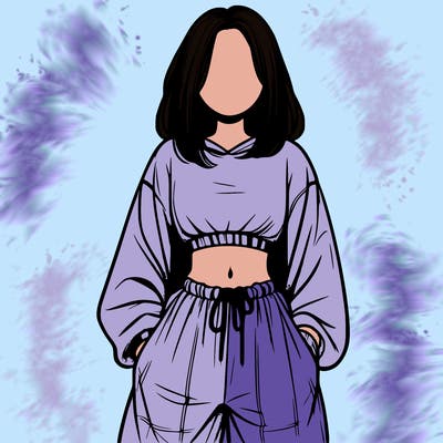 realistic girl faceless with baggy pants and a crop top